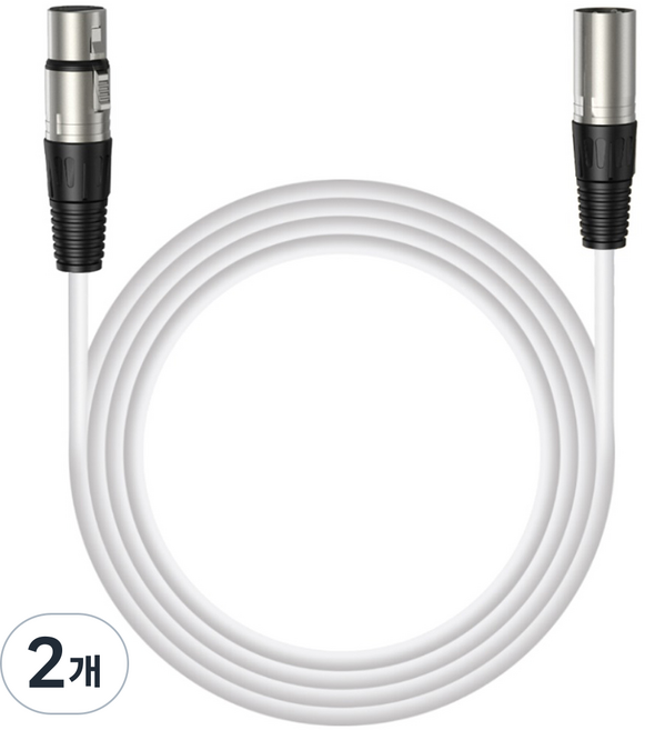 마오노 XLR 마이크 케이블 2m, 2개, 화이트, MKC-200
