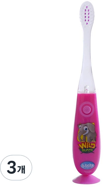 비브라이트 LED 유아칫솔 F-95W, 코끼리 (퍼플), 1개입, 3개 - 쿠팡