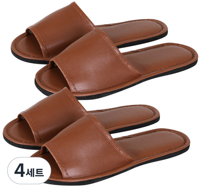 인조가죽 실내 슬리퍼, 갈색, 8개