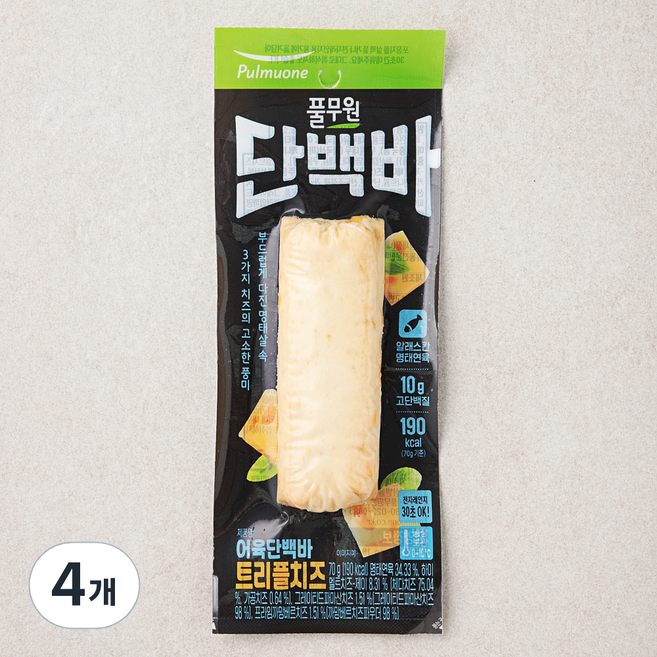 풀무원 어육 단백바 트리플치즈, 70g, 4개