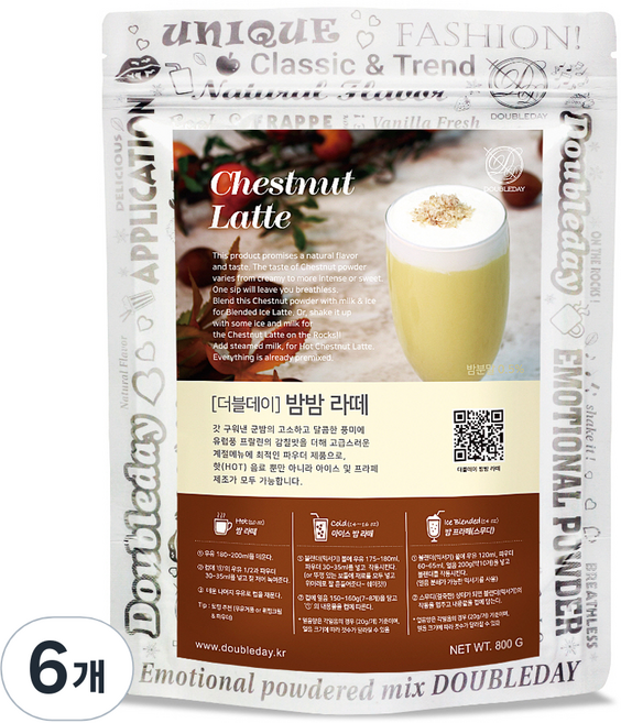 더블데이 밤밤 라떼 파우더, 800g, 1개입, 6개