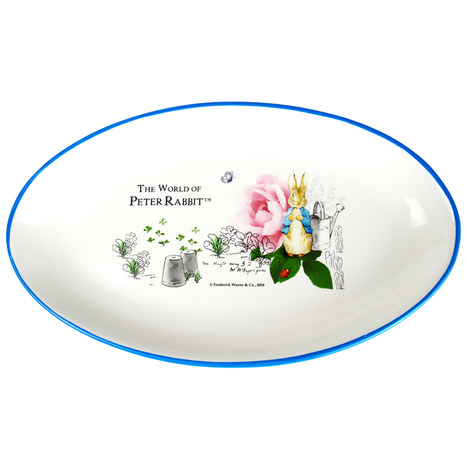 PETER RABBIT 比得兔 陶瓷玫瑰小橢圓盤, 1個, 白色