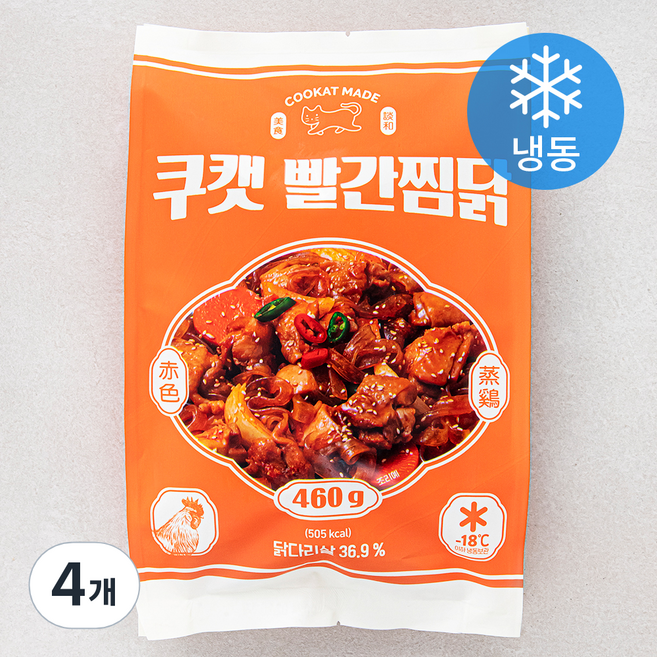 쿠캣 빨간찜닭 (냉동), 460g, 4개