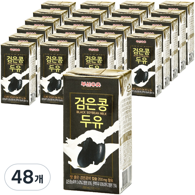 부산우유 검은콩 두유, 48개, 200ml