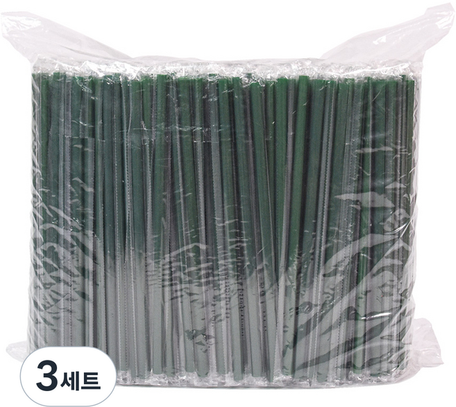 대성산업 개별포장 일자 스트로우 녹색 7 x 210mm, 500개입, 3세트