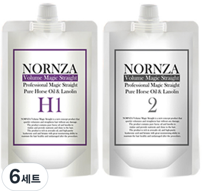 노른자 볼륨매직 스트레이트 파마약 H1 일반모 1제 200g + 2제 200g 세트, 6개, 400g