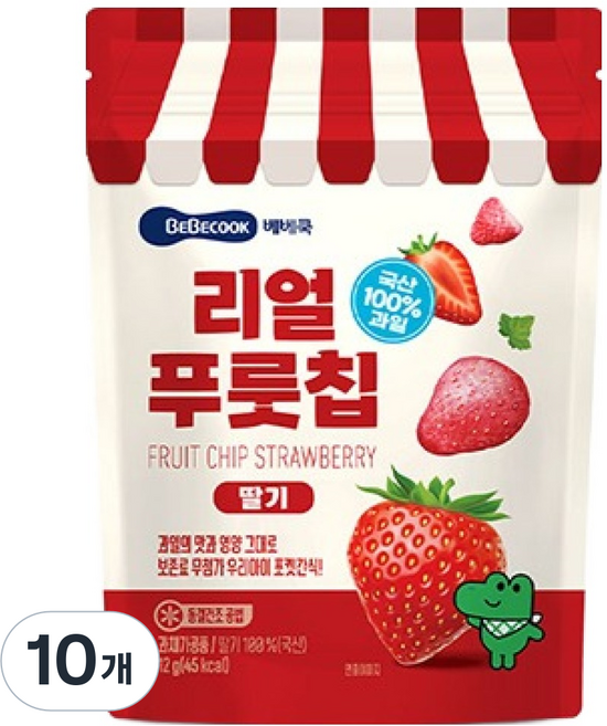 베베쿡 리얼푸룻칩 딸기, 12g, 10개
