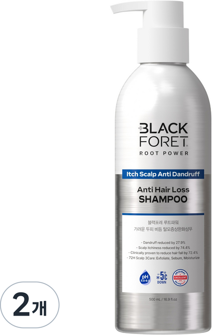 블랙포레 루트파워 가려운 두피 비듬 탈모증상완화 샴푸, 500ml, 2개