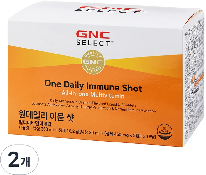 GNC 원데일리 이뮨샷 멀티비타민, 18회분, 2개 - 쿠팡