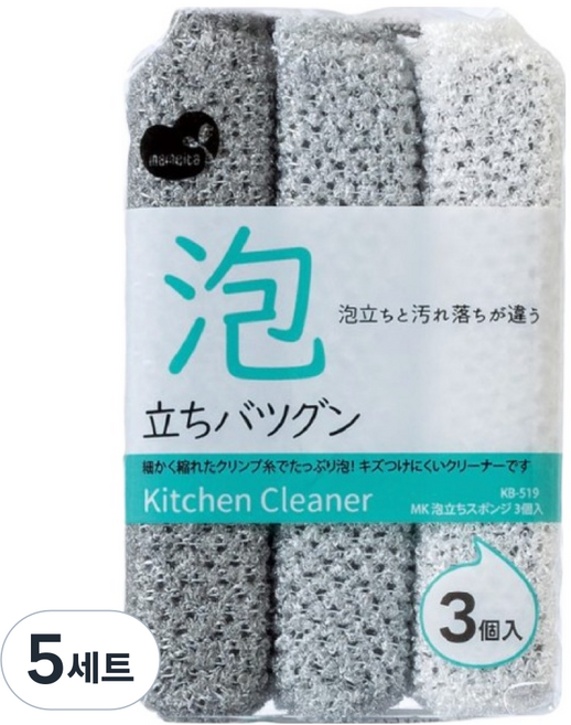 마메이타 거품 스폰지 수세미 3종 세트 KB-519, 5세트