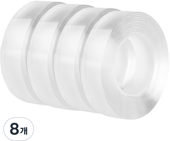 코멧 더 길어진 실리콘 양면 테이프 3cm x 5m, 투명, 8개