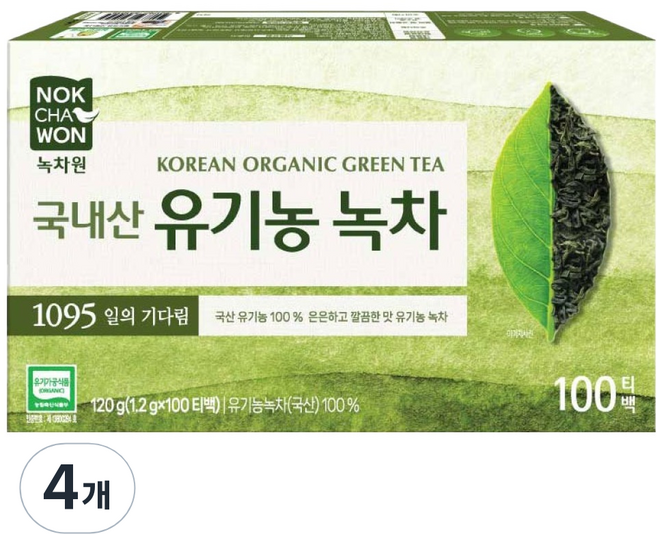 녹차원 유기농 녹차, 1.2g, 100개입, 4개