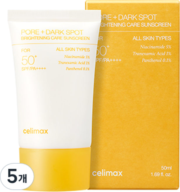 celimax 亮白毛孔瑕疵防曬霜 SPF50+ PA++++, 50ml, 5個