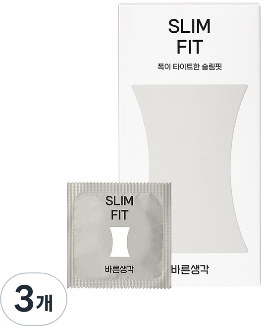바른생각 슬림핏 콘돔, 12개입, 3개