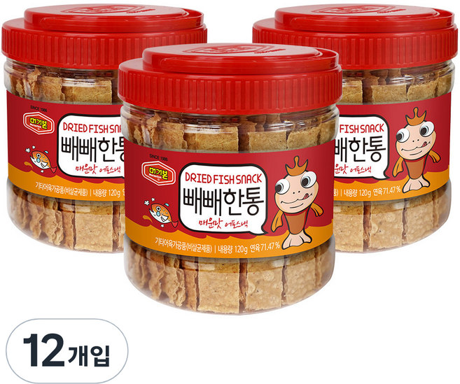 머거본 빼빼한통 매운맛 어포스낵, 120g, 12개