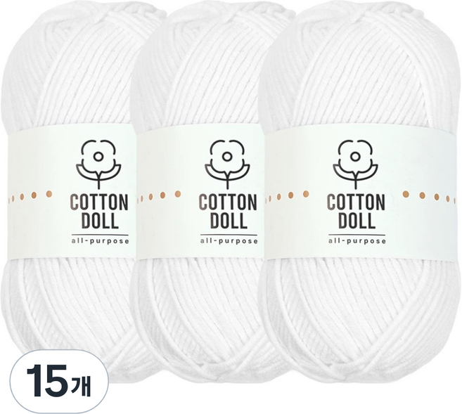 니뜨 코튼돌 뜨개실 50g, 1화이트, 15개