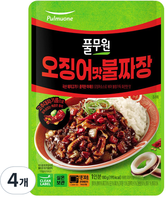 풀무원 오징어맛불짜장 덮밥소스, 180g, 4개