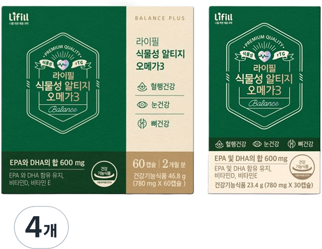 라이필 식물성 알티지오메가3 23.4g, 30정, 4개