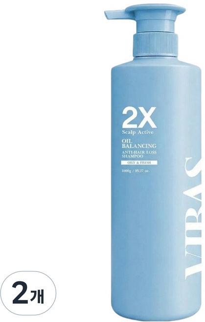 비바스 2X 스칼프 액티브 오일밸런싱 지성 쿨 탈모샴푸, 2개, 1kg