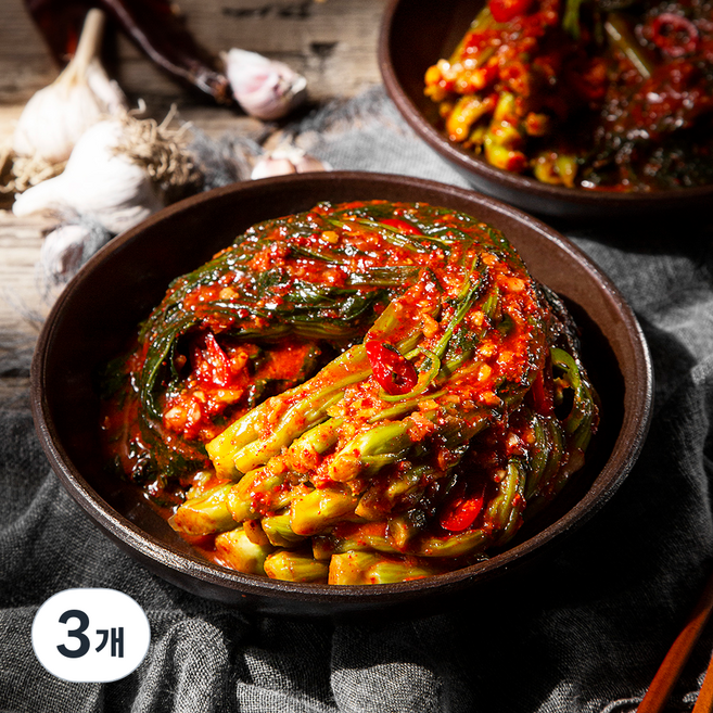 장군차김치 모산 장군차 갓김치, 1.5kg, 3개