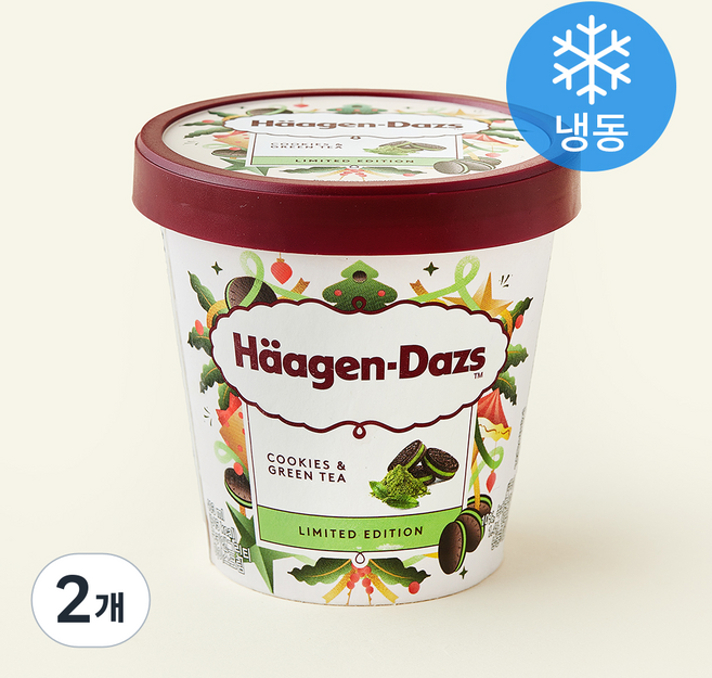 하겐다즈 파인트 쿠키 앤 그린티 아이스크림 (냉동), 2개, 1개입, 403ml