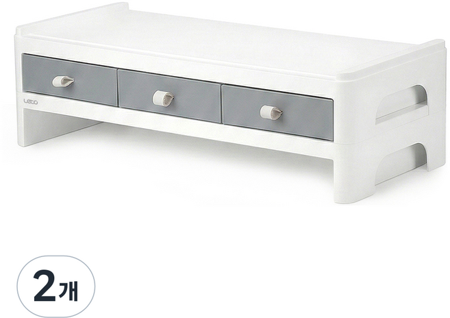 레토 2단 서랍형 모니터 받침대 LMS-DT08, 혼합 색상, 2개