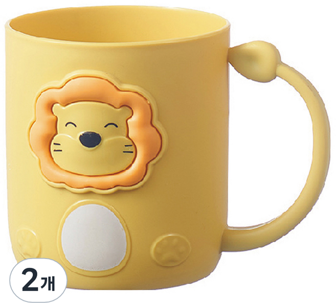 셀러열리 열리 사자 양치컵, 옐로우, 2개