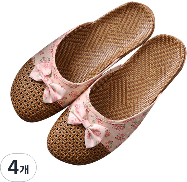 앤티스 썸머 라탄 논슬립 여성 거실화, 핑크, 4개