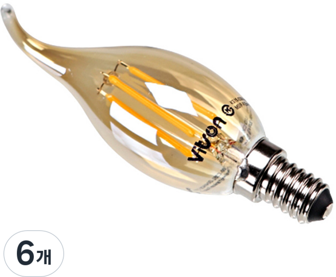LISHIN Vitson LED 愛迪生燭臺火焰燈泡 4W E14, 燈泡色, 6個