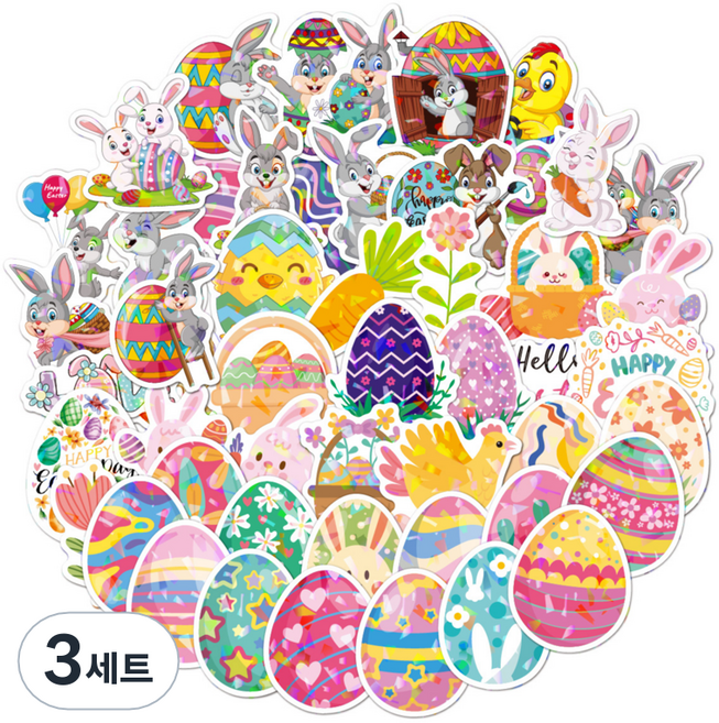 Daily Nest 裝飾花俏貼紙 復活節雷射 50入組, 3套, A款