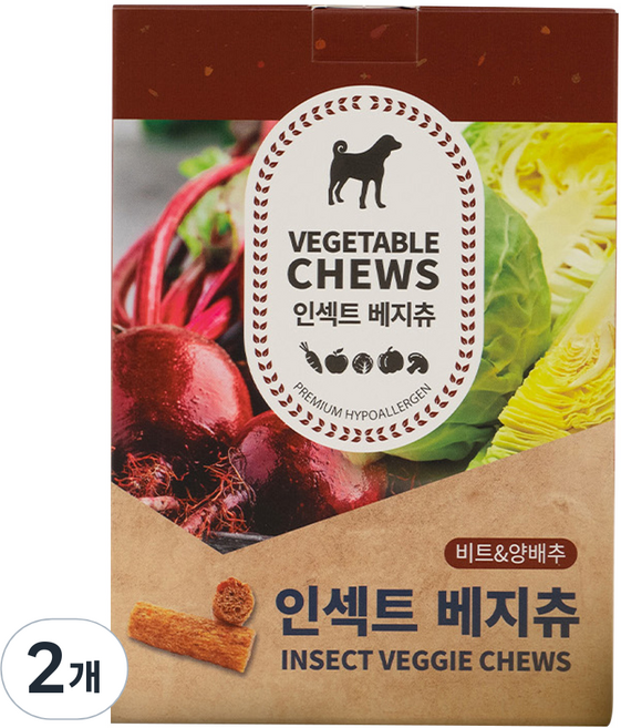 벅스펫 반려견 인섹트 베지츄 간식 10p, 2개, 100g, 비트 + 양배추
