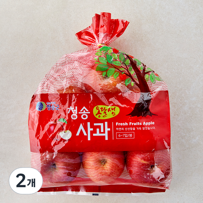 옹달샘 청송 사과, 2개, 1.5kg(중과 / 6~7입)