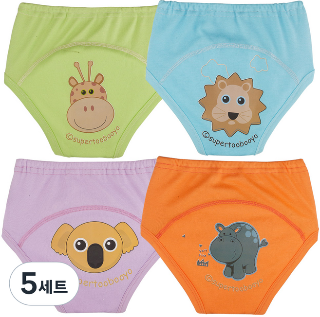아가짱 유아용 동물친구 배변훈련팬티 4종 세트, A, 5세트