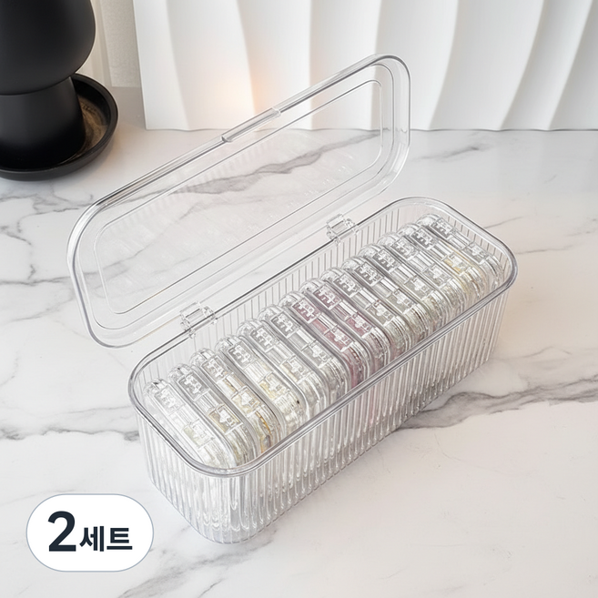 조인메이드 투명 뚜껑 다용도 보관함 외부케이스 + 내부케이스 14p 세트, 2세트