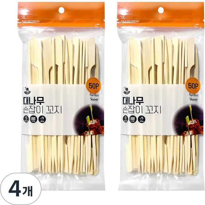 영수산업카멜 대나무 손잡이 꼬지 10cm, 4개, 50개입