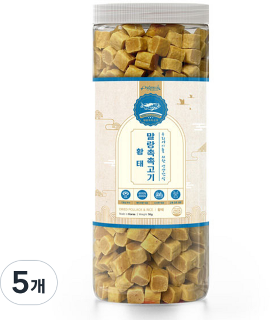 올가밀 강아지 말랑 촉촉 고기 트릿, 황태, 1kg, 5개