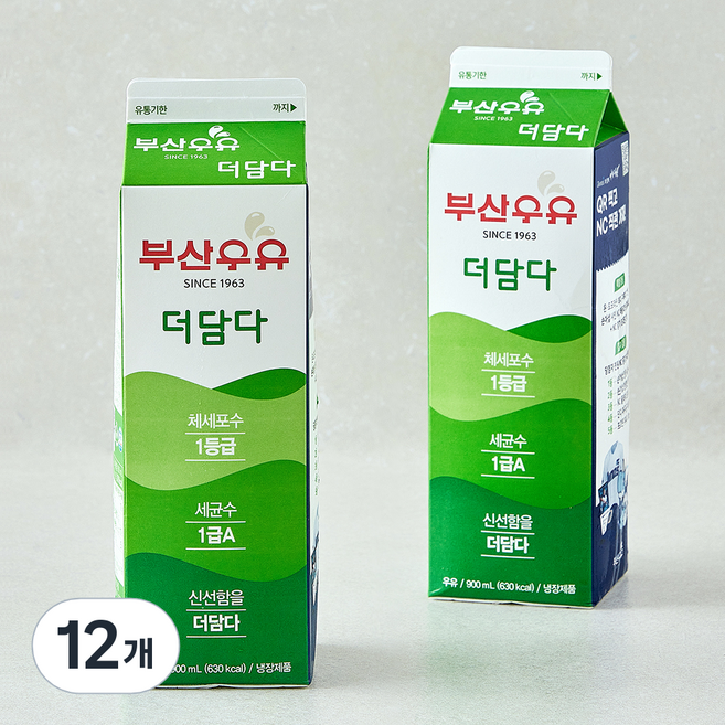 부산우유 더담다, 12개, 900ml