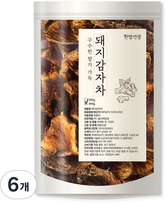 한방선생 볶은 돼지감자차, 400g, 6개
