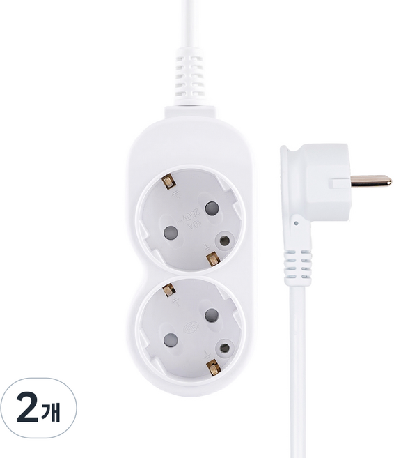 에코파워탭 10A 일반 납작멀티탭 2구, 화이트, 2개, 2.5m