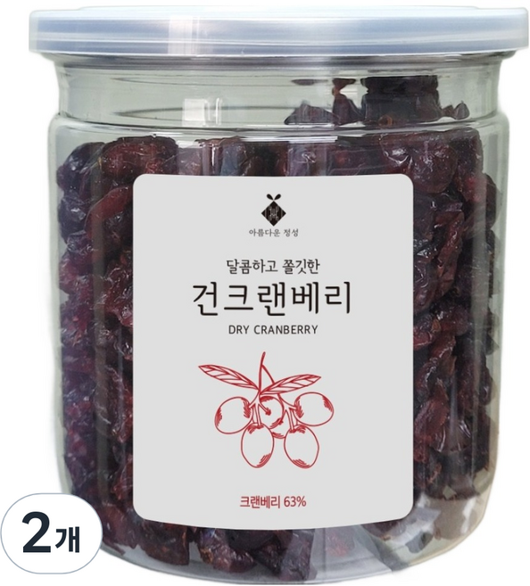 아름다운정성 말린 건조 건크랜베리, 2개, 200g