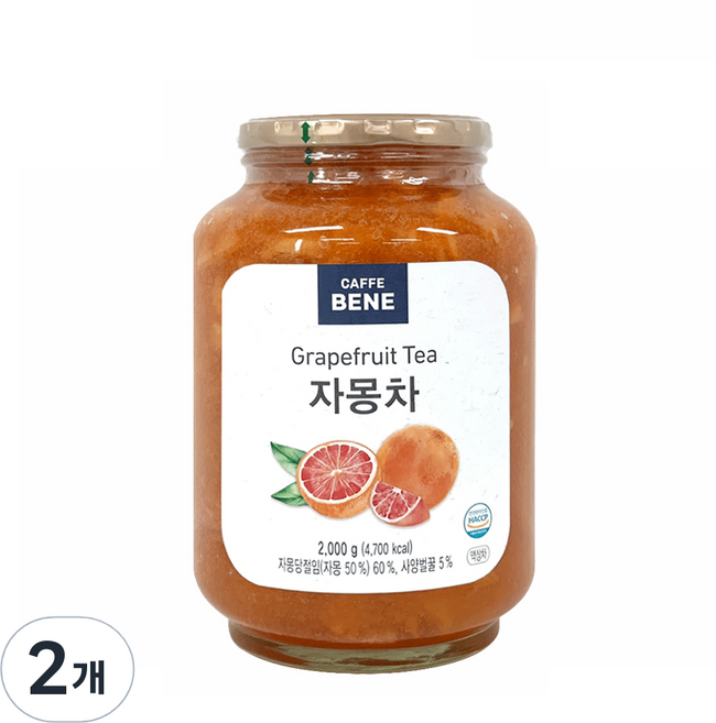 카페베네 과일청 자몽차, 1개입, 2개, 2kg