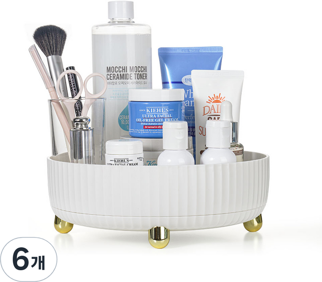 코멧 모던 회전형 화장품 정리함 소형, 화이트, 6개