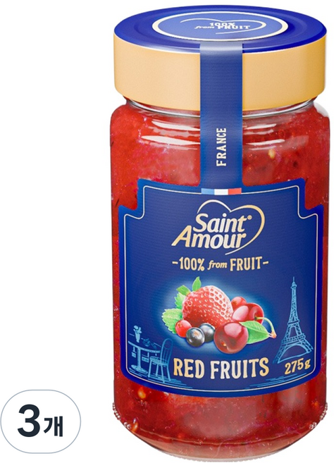 Saint Amour 紅色水果果醬, 3個, 275g