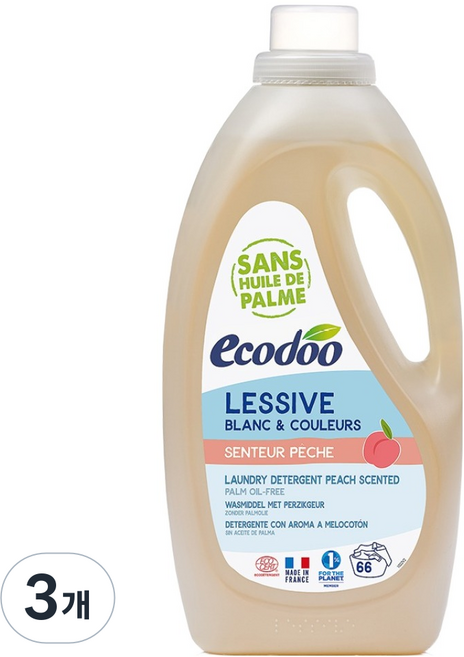 에코두 중성 세탁세제 피치, 2L, 3개