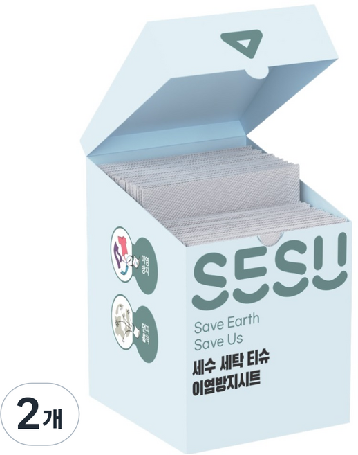 에스이에스유 세탁 티슈 먼지흡착 이염방지시트, 100개입, 2개