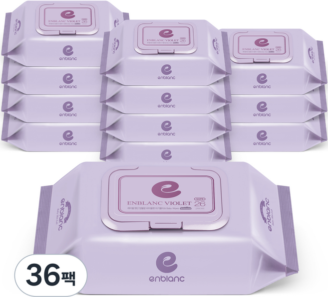 앙블랑 세이프 바이올렛 유아물티슈 휴대캡형, 70g, 26매, 36개