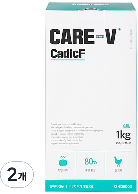 하이독 생후 3개월 이상 케어브이 카딕프 화식사료, 닭고기+현미, 1kg, 2개