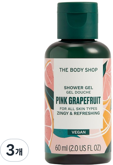 더바디샵 핑크 그레이프후룻 샤워젤 자몽향, 60ml, 3개