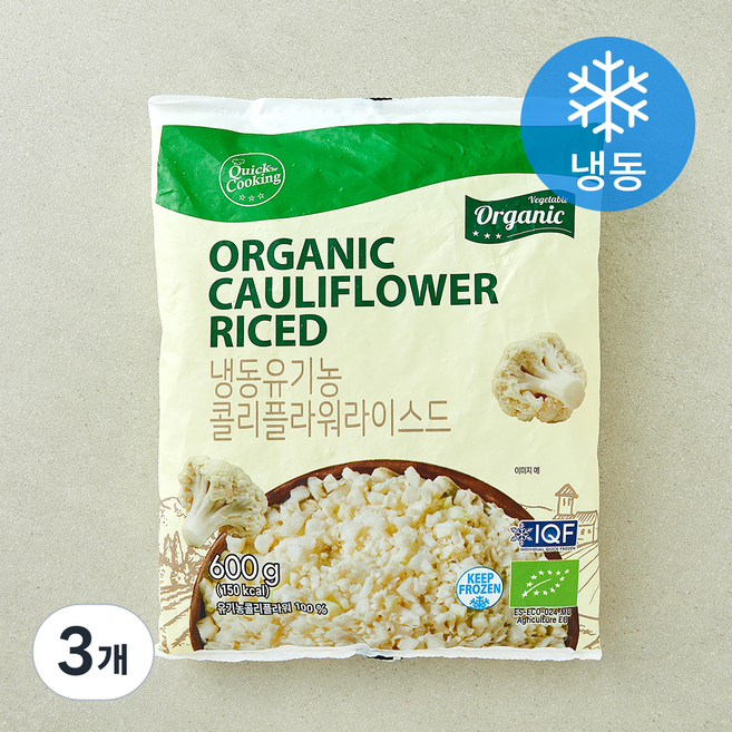 퀵쿠킹 유기가공식품 인증 콜리플라워라이스 (냉동), 600g, 3개
