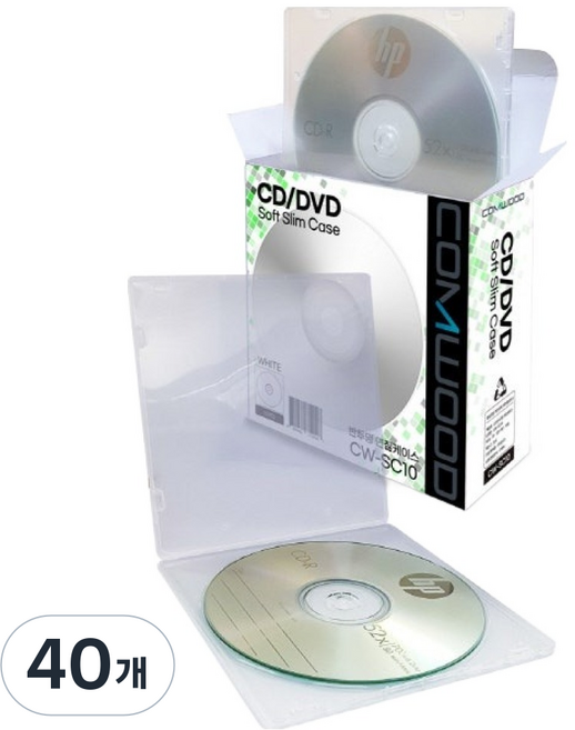 COMWOOD CD / DVD 軟質薄盒 半透明 5mm, CW-SC10, 40個